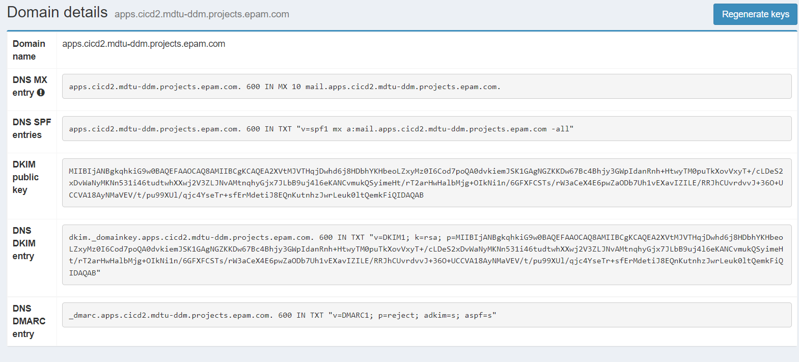 Generated DNS records