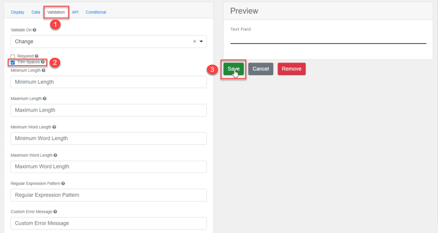 text field trim spaces 2
