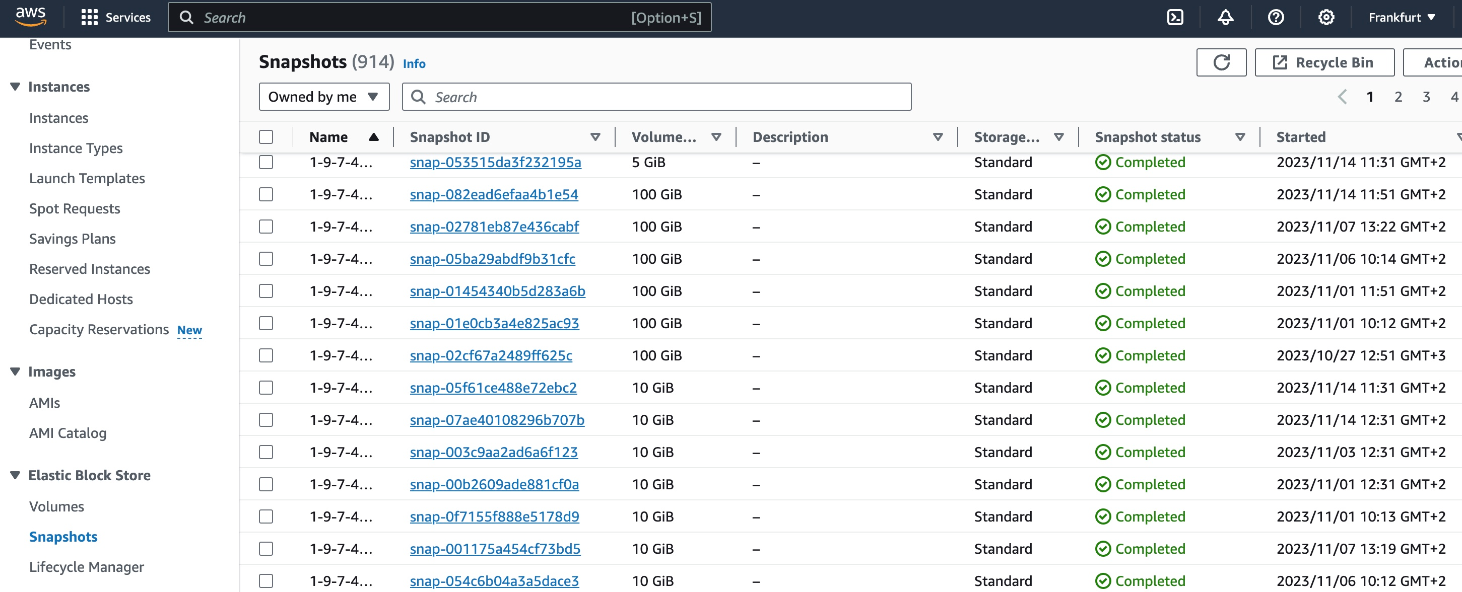 ebs snapshot common view