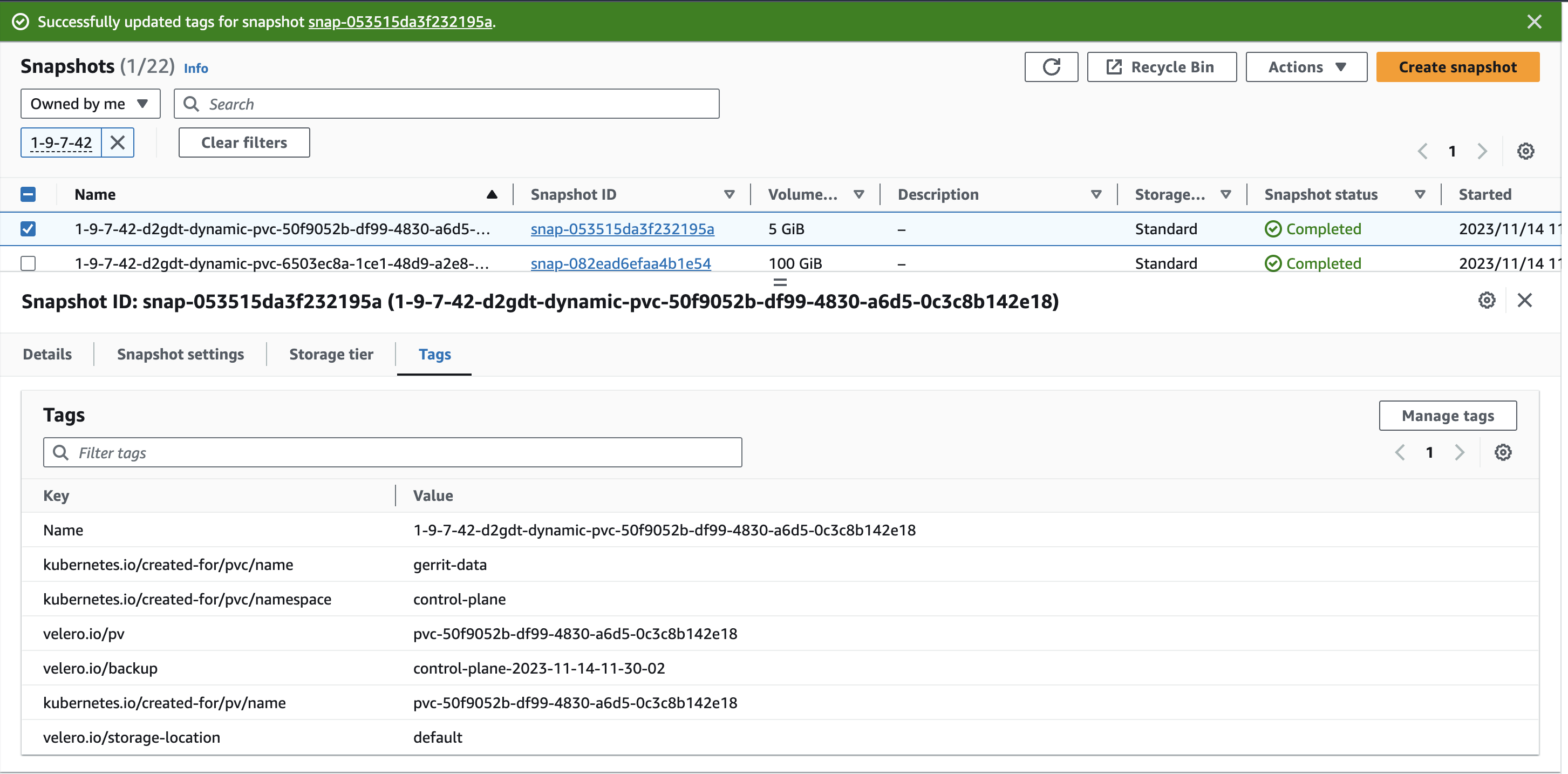 ebs snapshot tag deleted